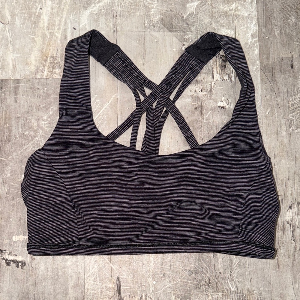 Lululemon Athletica Black/Grey Striped Sports Bra